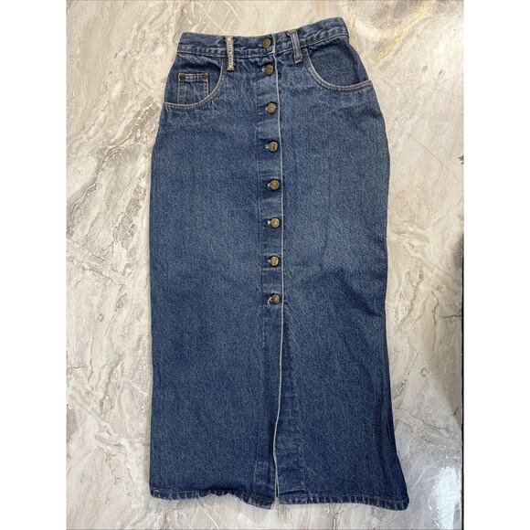 Vintage Denum Jeans Denim Jean Skirt Buttons Size 8 - Picture 1 of 7